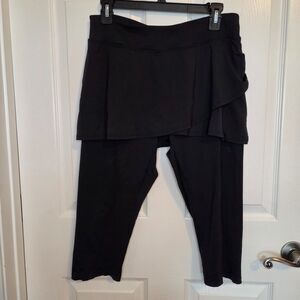 Lands' End High Waisted Skirted Capri Swim Leggings Black Womens MEDIUM PETITE